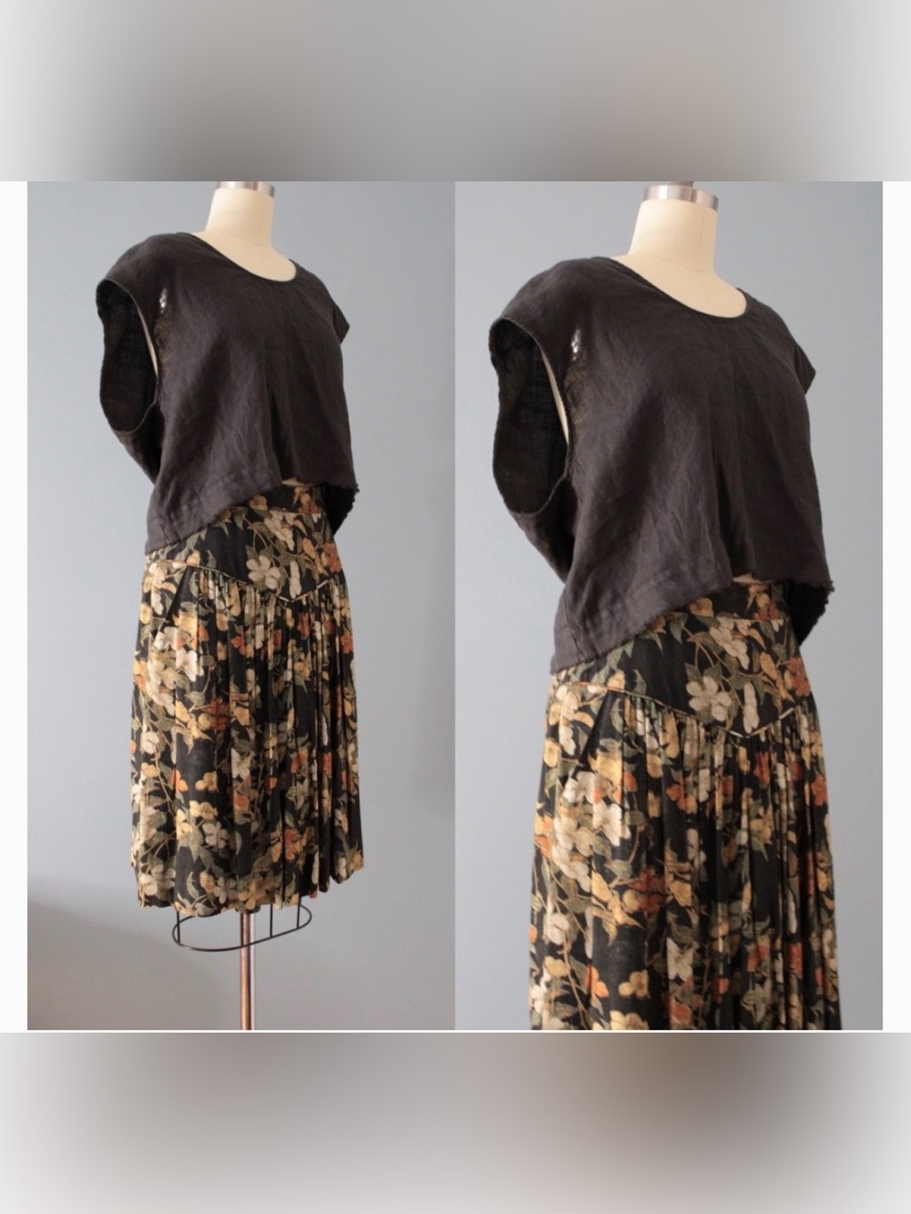 NWOT Peruvian Connection Brown and Gold Knee-Length A-Line Skirt US 6